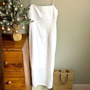 Petal + Pup | Linen Midi Dress | Size 4 | White